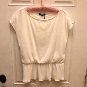 DKNY White sleeveless peplum blouse